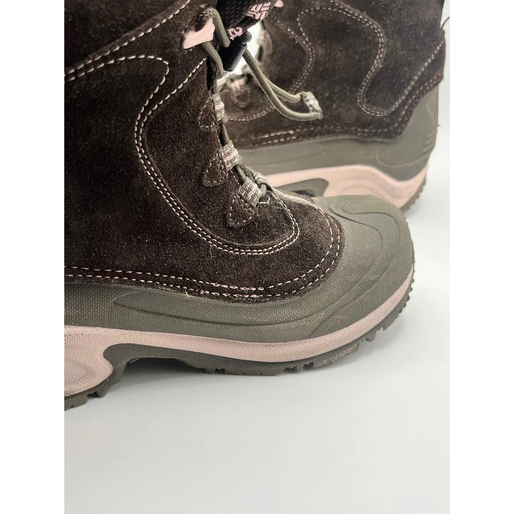 Columbia Youth Bugaboot Winter Boots Kids Size 3 Waterproof Brown Pink BY1272-24